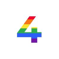 número 4 coloreado en el diseño del logotipo del color del arco iris inspiración para el concepto lgbt vector