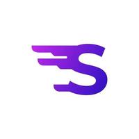 Fast Shipping Initial Letter S Delivery Logo. Purple Gradient Shape with Geometric Wings Combination. vector