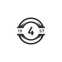 Vintage Insignia Number 4 Logo Design Template Element. Suitable for Identity, Label, Badge, Cafe, Hotel Icon Vector