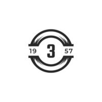 Vintage Insignia Number 3 Logo Design Template Element. Suitable for Identity, Label, Badge, Cafe, Hotel Icon Vector