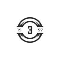 Vintage Insignia Number 3 Logo Design Template Element. Suitable for Identity, Label, Badge, Cafe, Hotel Icon Vector