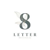 Number 8 Floral and Botanical Logo. Nature Leaf Feminine for Beauty Salon, Massage, Cosmetics or Spa Icon Symbol vector