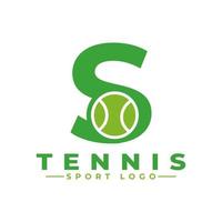 letra s con diseño de logo de tenis. elementos de plantilla de diseño vectorial para equipo deportivo o identidad corporativa. vector