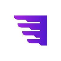 Fast Shipping Initial Letter I Delivery Logo. Purple Gradient Shape with Geometric Wings Combination. vector