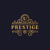 el logotipo de lujo de la letra u florece con elegantes líneas caligráficas de adorno. rótulo comercial, identidad para restaurante, realeza, boutique, café, hotel, heráldica, joyería y plantilla de diseño de logotipo de moda vector