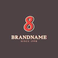 Retro Number 8 Logo in Vintage Western Style with Double Layer. Usable for Vector Font, Labels, Posters etc