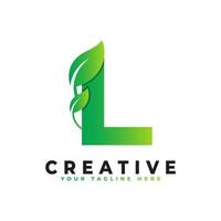 Nature Green Leaf Letter L Logo Design. monogram logo. Green Leaves Alphabet Icon. Usable for Business, Science, Healthcare, Medical and Nature Logos vector