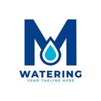 Water Drop Letter M Initial Logo. Usable for Nature and Branding Logos. Flat Vector Logo Design Ideas Template Element