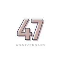 Vector de celebración de aniversario de 47 años. saludo de feliz aniversario celebra ilustración de diseño de plantilla