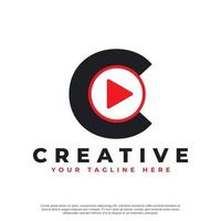 icono de letra c de juego moderno creativo. elemento de logotipo de música y video. utilizable para logotipos de negocios y tecnología. vector