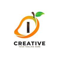 Letter I logo in fresh Mango Fruit with Modern Style. Brand Identity Logos Designs Vector Illustration Template