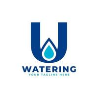 logotipo inicial de la letra u de la gota de agua. utilizable para la naturaleza y los logotipos de marca. elemento de plantilla de ideas de diseño de logotipo de vector plano