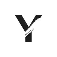 Letter Y Logo with White Slash Brush in Black Color Vector Template Element