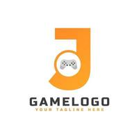 Initial Letter J with Game Console Icon and Pixel for Gaming Logo Concept. Usable for Business, Technology and Game Startup Application  Logos. vector