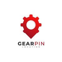 Gear Map Point Location Logo Template Design Vector