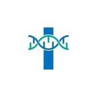 letra inicial i elemento de plantilla de diseño de logotipo de icono de ADN genético. ilustración biológica vector