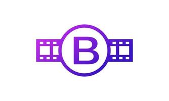 Initial Letter B Circle with Reel Stripes Filmstrip for Film Movie Cinema Production Studio Logo Inspiration vector