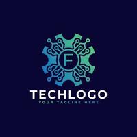 elemento de plantilla de diseño de logotipo de letra f inicial de tecnología. vector