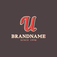 Retro Letter U Logo in Vintage Western Style with Double Layer. Usable for Vector Font, Labels, Posters etc