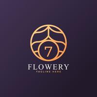 Flower Number 7 Logo Design Template Element. Eps10 Vector