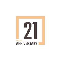 21 Year Anniversary Celebration Vector with Square Shape. Happy Anniversary Greeting Celebrates Template Design Illustration