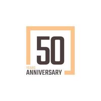 50 Year Anniversary Celebration Vector with Square Shape. Happy Anniversary Greeting Celebrates Template Design Illustration