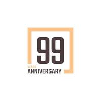 99 Year Anniversary Celebration Vector with Square Shape. Happy Anniversary Greeting Celebrates Template Design Illustration