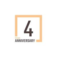 4 Year Anniversary Celebration Vector with Square Shape. Happy Anniversary Greeting Celebrates Template Design Illustration