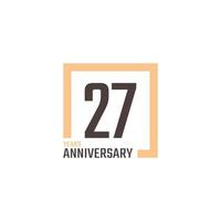 27 Year Anniversary Celebration Vector with Square Shape. Happy Anniversary Greeting Celebrates Template Design Illustration