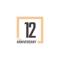 12 Year Anniversary Celebration Vector with Square Shape. Happy Anniversary Greeting Celebrates Template Design Illustration