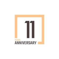 11 Year Anniversary Celebration Vector with Square Shape. Happy Anniversary Greeting Celebrates Template Design Illustration