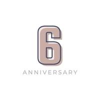 6 Year Anniversary Celebration Vector. Happy Anniversary Greeting Celebrates Template Design Illustration vector