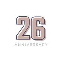 26 Year Anniversary Celebration Vector. Happy Anniversary Greeting Celebrates Template Design Illustration vector