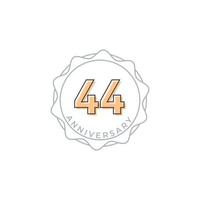 Insignia de vector de celebración de aniversario de 44 años. saludo de feliz aniversario celebra ilustración de diseño de plantilla