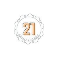 Insignia de vector de celebración de aniversario de 21 años. saludo de feliz aniversario celebra ilustración de diseño de plantilla