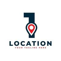 Elegant Number 1 Geotag or Location Symbol Logo. Red Shape Point Location Icon. Usable for Business and Technology Logos. Flat Vector Logo Design Ideas Template Element.