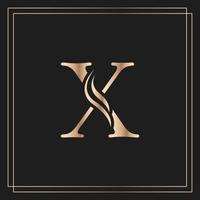 Elegant letter X Graceful Royal Calligraphic Beautiful Logo. Vintage Gold Drawn Emblem for Book Design, Brand Name, Business Card, Restaurant, Boutique, or Hotel vector