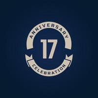 17 Year Anniversary Celebration with Golden Color for Celebration Event, Wedding, Greeting card, and Invitation Isolated on Blue Background vector
