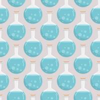 Vector seamless pattern of flasks of various shapes. Vessels for liquid. Colored Halloween elements