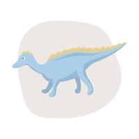 Cartoon funny blue dinosaur. Cute child vector illustration. Amurosaurus.