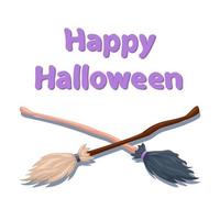 Happy Halloween. Template postcard with two brooms of a witch. vector