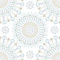 Vector seamless pattern with dot mandalas ornament. Aboriginal style of dot painting.