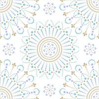 Vector seamless pattern with dot mandalas ornament. Aboriginal style of dot painting.