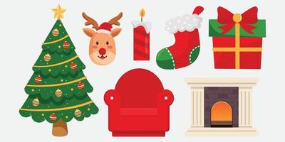 conjunto de iconos de navidad clásico a vector