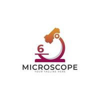 Laboratory Logo. Number 6 Microscope Logo Design Template Element. vector