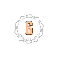 6 Year Anniversary Celebration Vector Badge. Happy Anniversary Greeting Celebrates Template Design Illustration