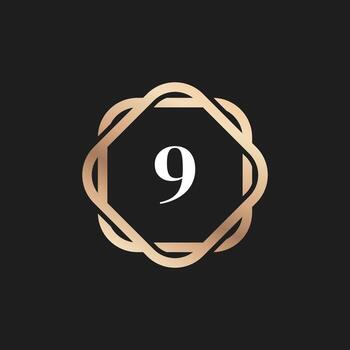 icono de logotipo número 9 con elemento de vector de patrón