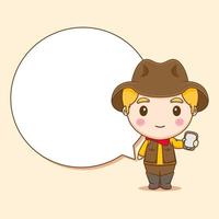 Illustration Cute sheriff or cowboy chibi cartoon character vector