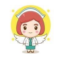 Cute nurse cartoon character. Chibi style illustration vector