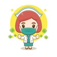 Cute nurse cartoon character. Chibi style illustration vector